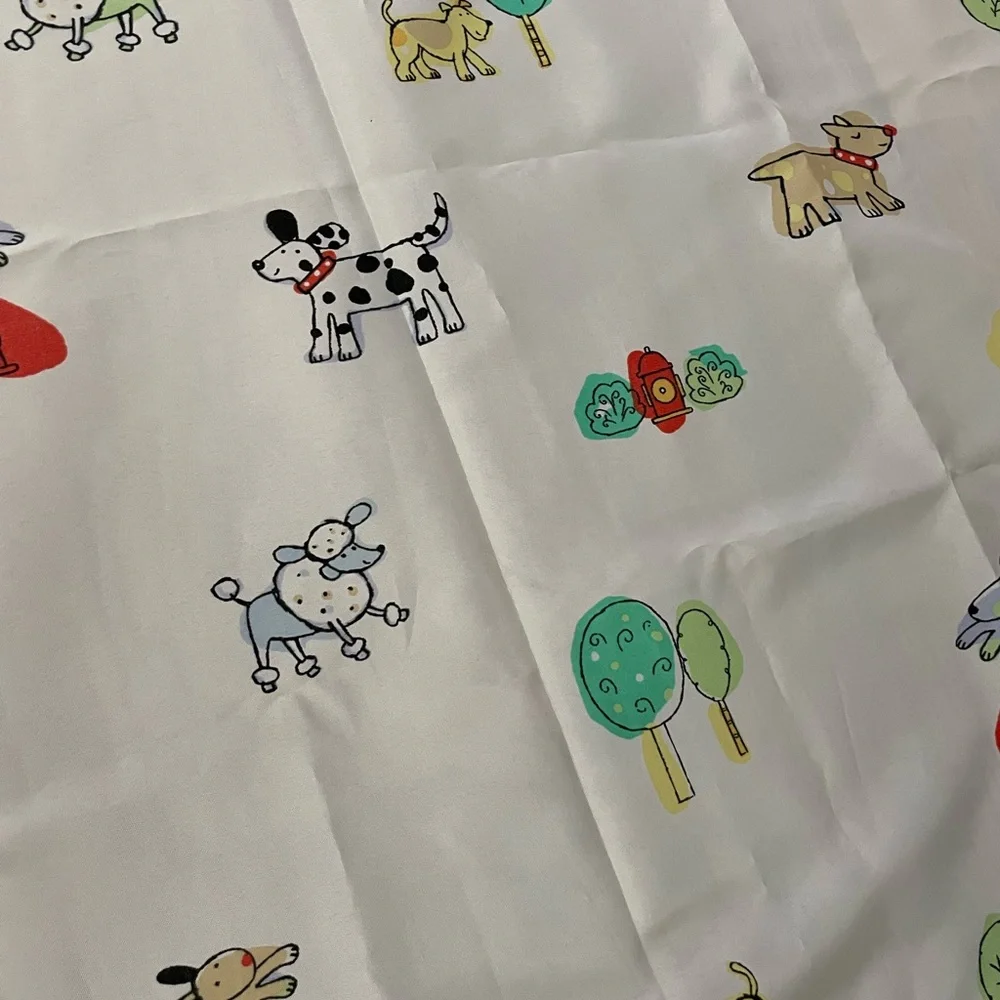 Playful Pups Shower Curtain With 11 Matching Shower Hooks. 70” x 70”